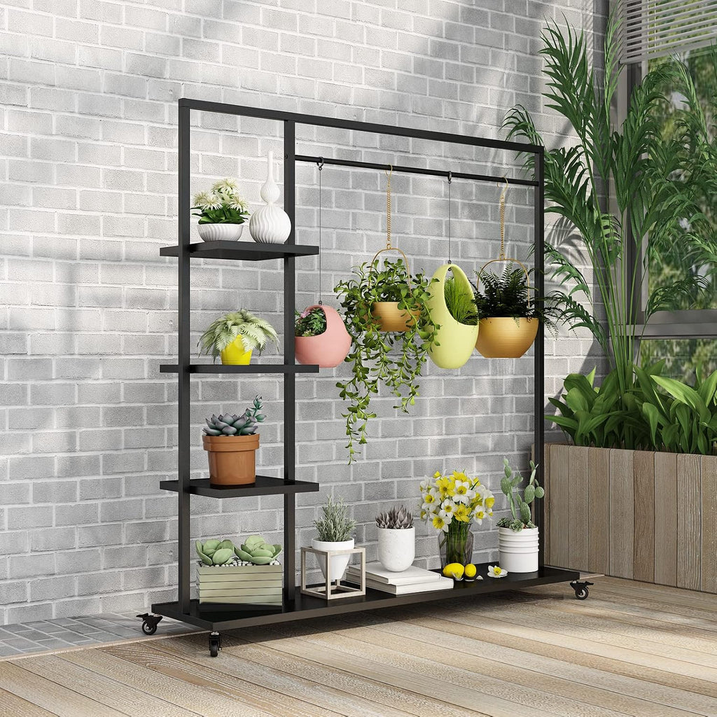 Black Clothing Racks with Shelf, Boutiques Retail Clothing Rack, Heavy Duty Industrial Clothes Racks, Multiple Uses Display for Home and Retail(Black)