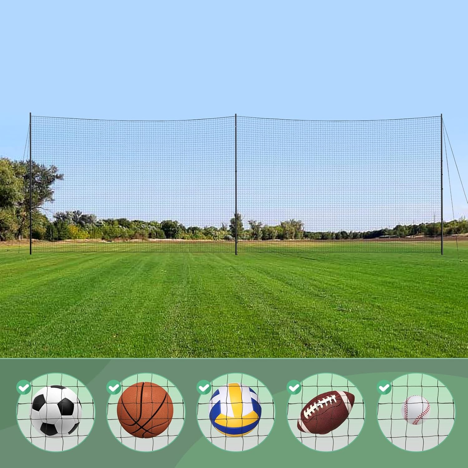 Ball Stop System - Soccer Backstop Net, Heavy Duty, High Impact, Practice Barrier