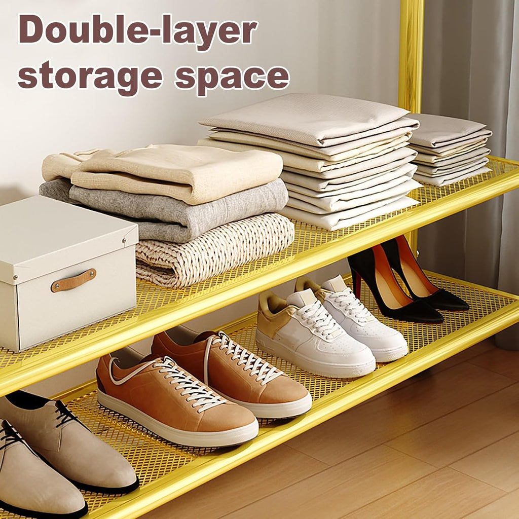 Clothes Rack For Hanging Clothes With Wheels, Metal Freestanding Portable Rolling Garment Rack, Clothing Racks With 3 Shelves For Bedroom Laundry Living Room(White,80cm/31.5in)
