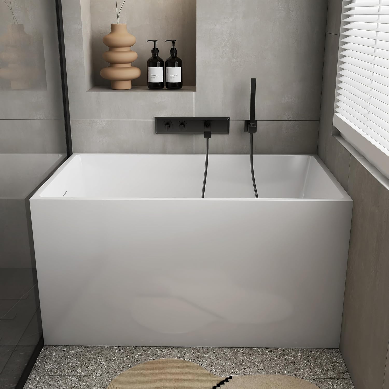47' Acrylic Freestanding Bathtubs, Stand Alone Tub, Japanese Soaking Tubs for Bathroom, Integrated Overflow and Drain, cUPC Certified, Gloss White