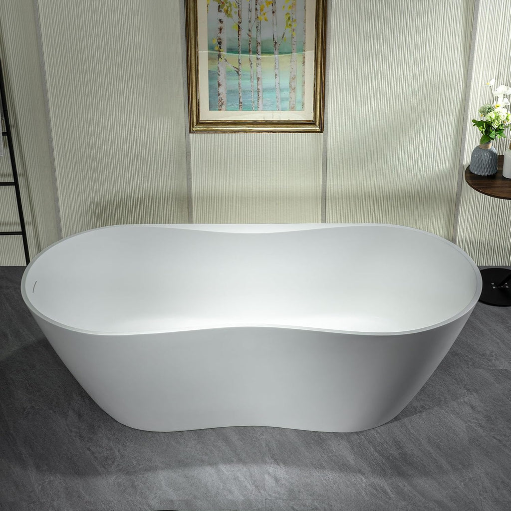 WOODBRIDGE 71' L x 31-1/2' W Luxury Contemporary Solid Surface Stone Resin Freestanding Bathtub in Matte White