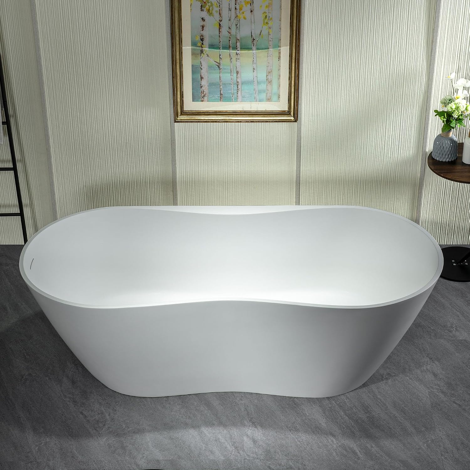 WOODBRIDGE 71' L x 31-1/2' W Luxury Contemporary Solid Surface Stone Resin Freestanding Bathtub in Matte White