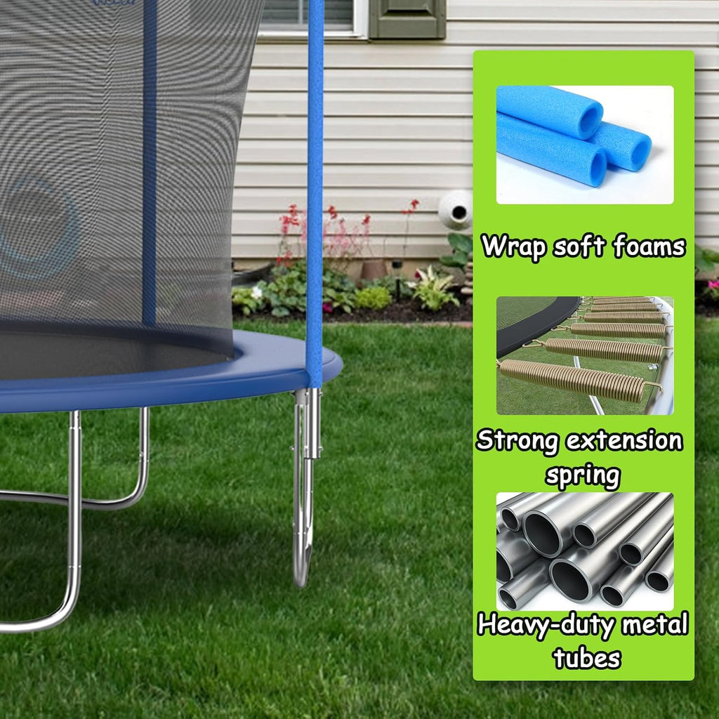 Tranpoline 10FT 12FT 14FT 16FT Tranpoline for Kids with Safety Enclosure Net Recreational Tranpoline for Adults ASTM Approval Backyard Outdoor Tranpoline with Basketball Hoop