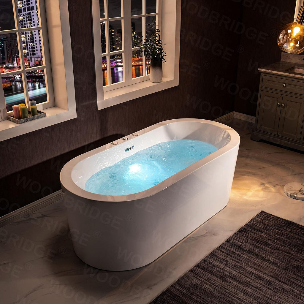 WOODBRIDGE 67' Air Bubble and Whirlpool Jetted Freestanding Bathtub B0030 / BTS1606