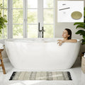 FerdY 67' Acrylic Freestanding Bathtub, Contemporary Soaking tub with cUPC Certified, Elegant Oval Shape, Brushed Gold Drain, Tahiti