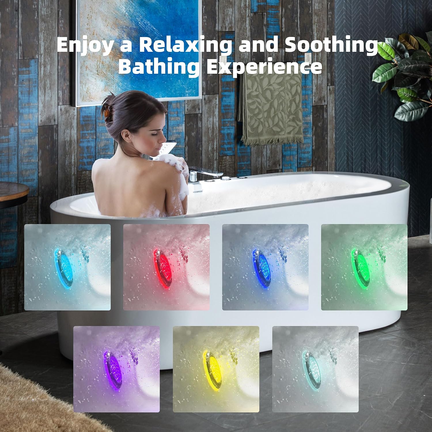 WOODBRIDGE 66-1/2' x 31-7/8' Whirlpool Water Jetted and Air Bubble Freestanding Heated Soaking Combination Bathtub with Faucet,BJ-200+F0041
