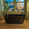 WOODBRIDGE 67' L x 31-1/2' W Freestanding Contemporary Acrylic Soaking Bathtub in Glossy Black Inside and Outside with Matte Black Drain & Overflow, Black, B8813-MB