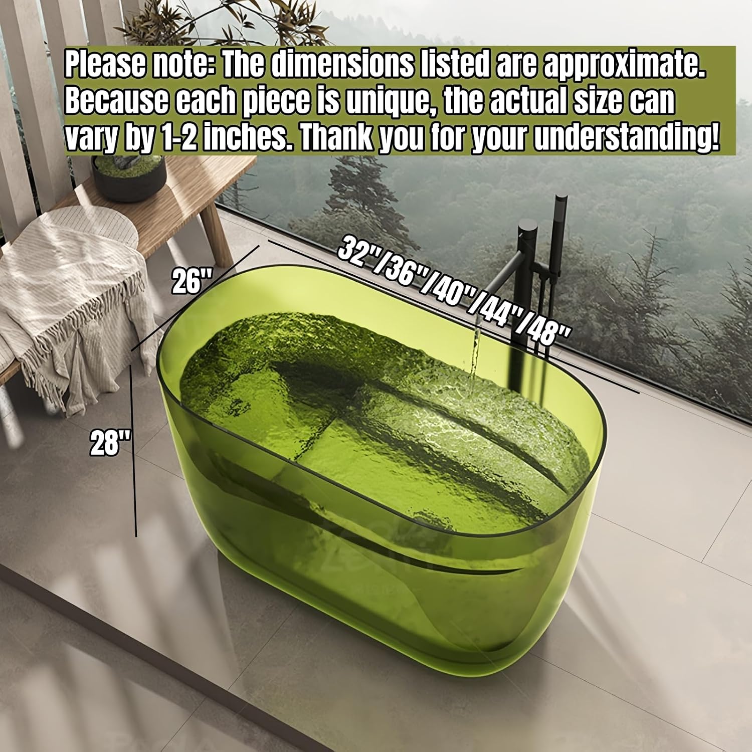 36' Edeyeu Oval Freestanding Bathtub - Compact Small Bathtub Soaker Tub with Natural Resin Design, Durable Stand Alone Tub for Spa-Like Soaking Experience, with Drain Blue