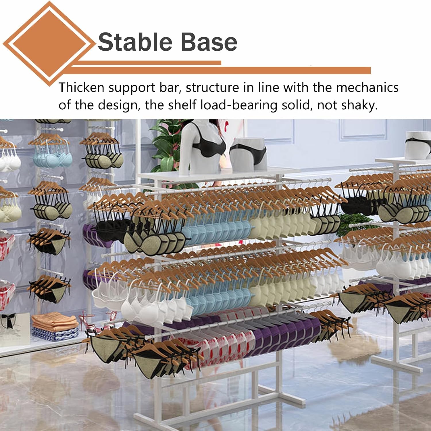Shelf Metal Iron Bras Hangers Rack, Freestanding Underwear/Short Pants Display Stand, for Retail Store/Laundry Room/Wardrobe, 100/120/150 Cm Long (Gold 100x38x135cm)