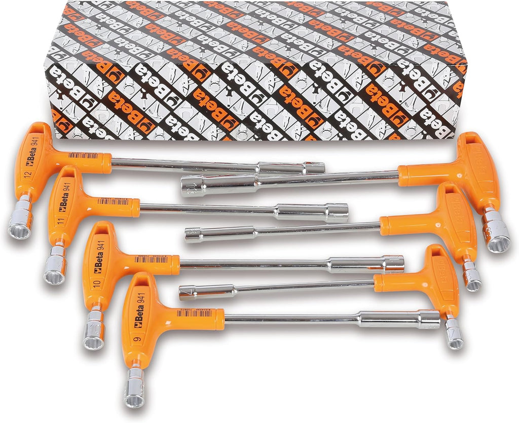 Beta 941/S7 Set 7 of 6-Point/12-Point T-Handle Socket Wrenches, Metric 7mm-13mm