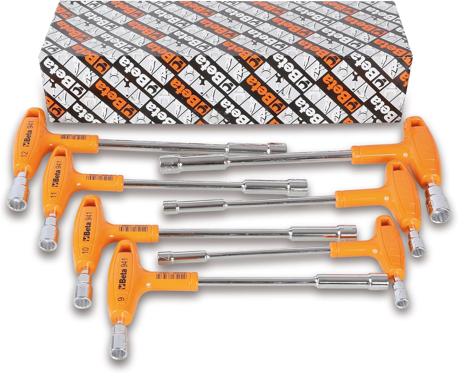 Beta 941/S7 Set 7 of 6-Point/12-Point T-Handle Socket Wrenches, Metric 7mm-13mm