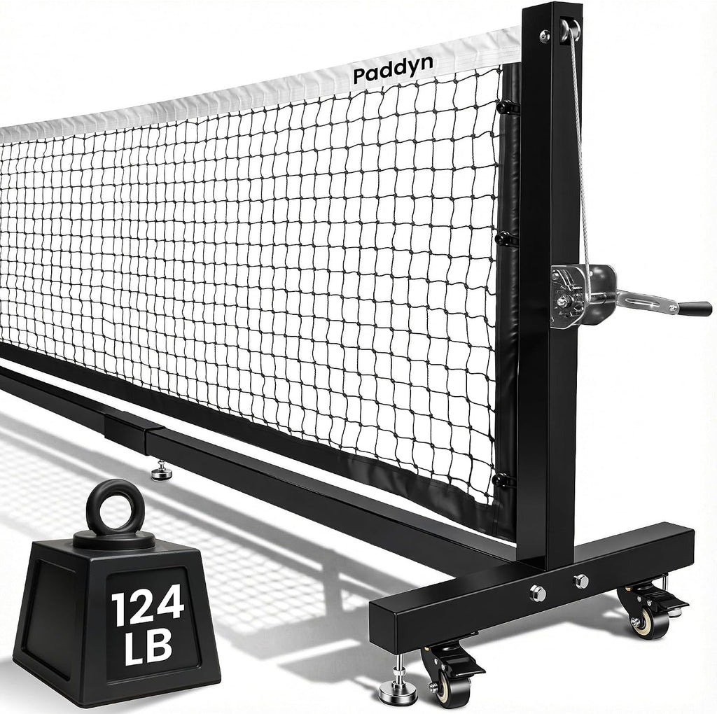 Pickleball Net Portable Outdoor with Wheels-22FT Pro Tournament Pickle Ball Net with Steel Cable Tensioning System,124LBS Heavy-Duty Pickleball net for Driveway/Backyard/Club/School
