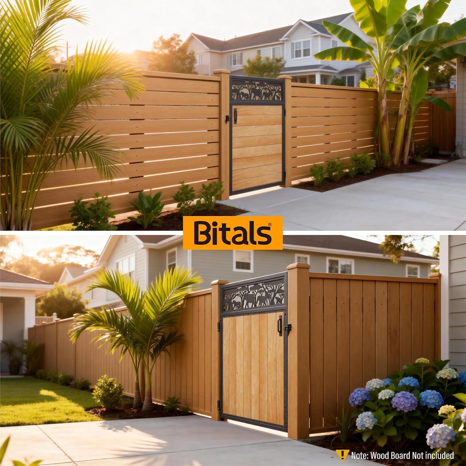 4x5FT Fence Gate Frame Kit 201 Stainless Steel Anti-Sag Heavy Duty Garden Gate Reinforcement Hardware, Left/Right Mount (No Panels Included)(46.78'W x 59.0'H)