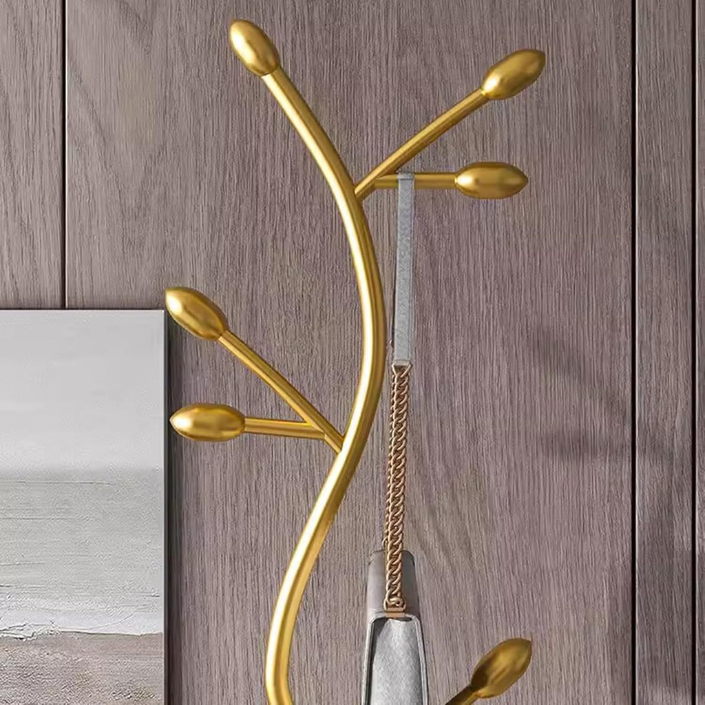 Garment Rack Freestanding Small Modern Coat Rack With Round Marble Base, Entryway Metal Coats Hanger Stand With 8 Hooks For Bedroom And Office, Save Space, 35X175CM(Color:Gold+Black)
