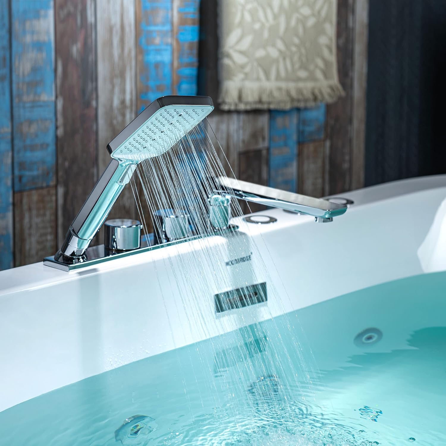 WOODBRIDGE 66-1/2' x 31-7/8' Whirlpool Water Jetted and Air Bubble Freestanding Heated Soaking Combination Bathtub with Faucet,BJ-200+F0041