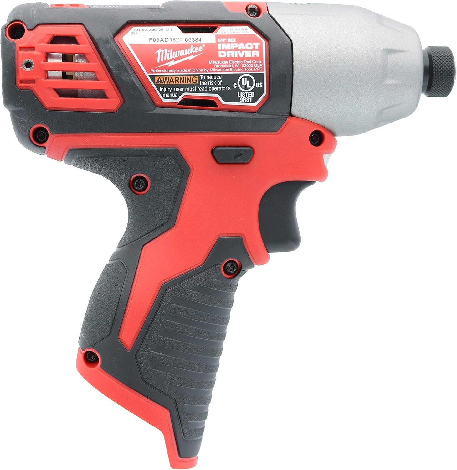 Milwaukee 2462-20 M12 1/4 Inch Hex Shank 12 Volt Lithium Ion Cordless 2,500 RPM 1,000 Inch Pounds Impact Driver w/ LED Light and Fuel Gauge (Battery Not Included, Power Tool Only) (Renewed)