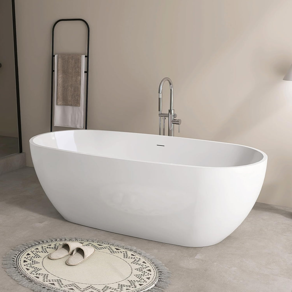 SJ STAR&JANE 71' Freestanding Bathtub, Acrylic Soaking Bathtub, Modern Acrylic Stand Alone Tub in white Intergrated Drain and Overflow,cUPC Certified