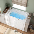 FerdY Floridian 55' x 33' Walk-in Whirlpool Bathtub with 16 Air Water SPA Jets and Left-Side Door Opening and Quick Fill and Drain System, Rectangular Soaking Jetted Bath Tub in White with LED Lights