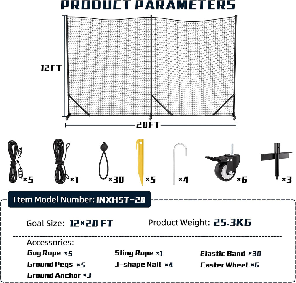 MR Ball Stop Net System, Movable Heavy Duty Backstop Net, 2 in 1 Multi-Sport Stop Netting, Ball Barrier Sports Practice Barrier Net for Professional, College and Grade School Training