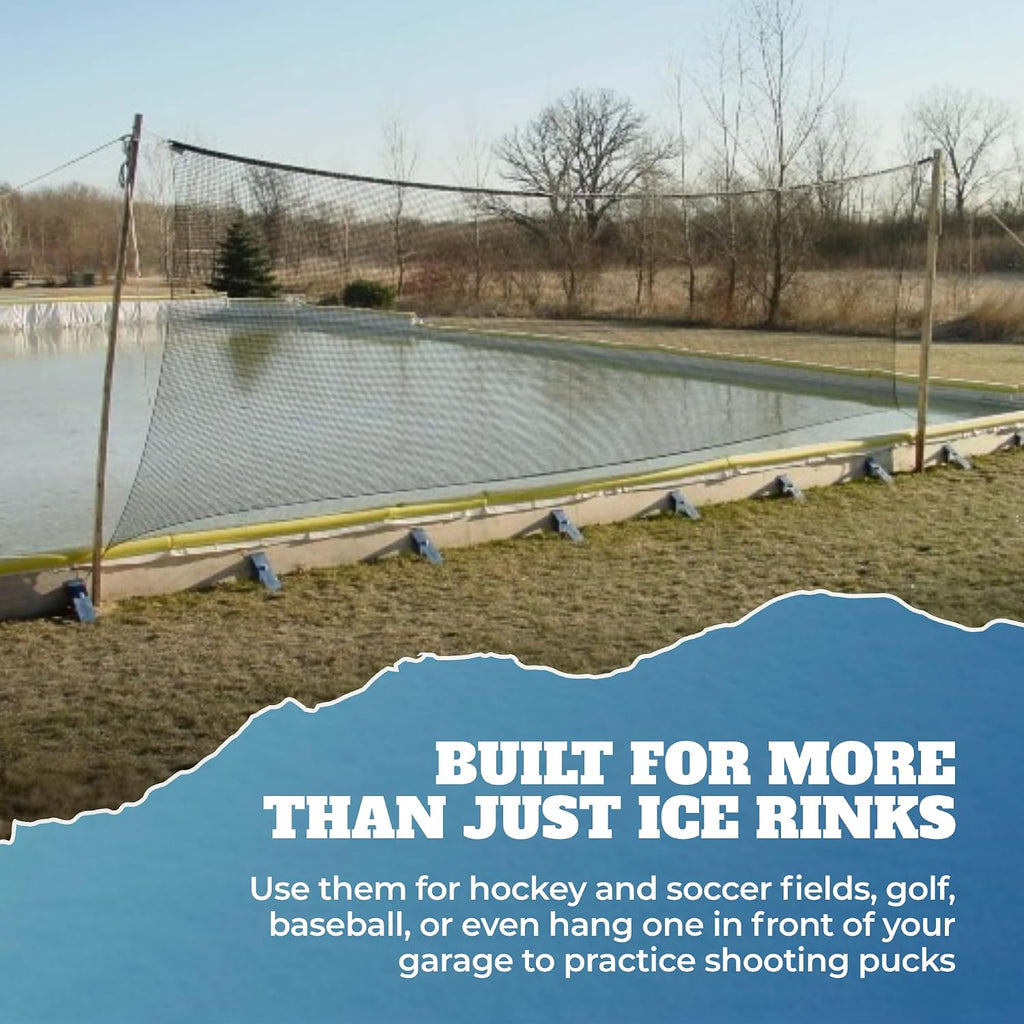 Backyard Ice Rink Accessories - Brackets, Boards, Kick Plates, Bumper Caps, and Netting - Made in USA and Canada Build Repair and Upgrade DIY Hockey and Skating Rinks