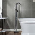 WOODBRIDGE WOODBRIDGEE Contemporary Single Handle Floor Mount Freestanding Tub Filler Faucet with Hand Shower in (Chrome) Finish,F0002-CHVT, Chorme I