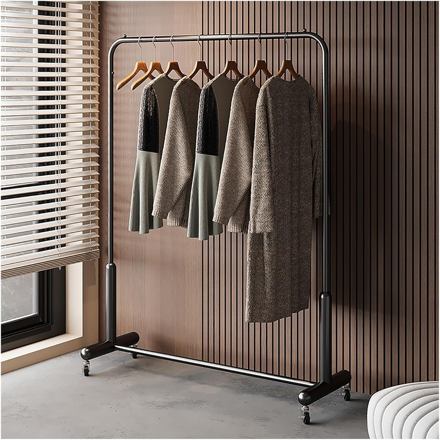 Sturdy Rolling Garment Rack with Wheels - Portable Clothing Organizer for Bedroom & Living Room