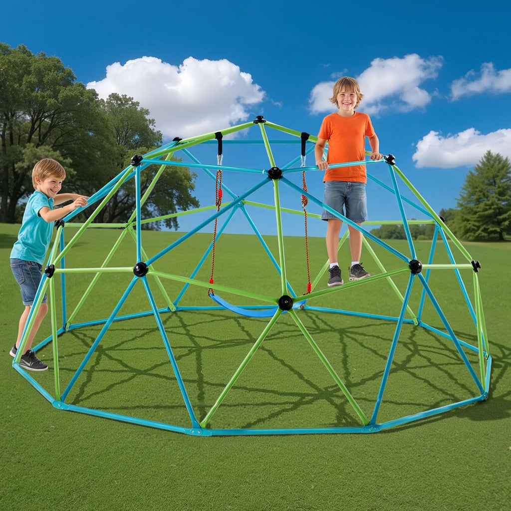 VEVOR Climbing Dome, 10FT Geometric Dome Climber with Swing & Hammock, 1000LBS Loading Kid's Jungle Gym Playground, Easy-Assembly Outdoor Backyard Climbing Equipment for Boys Girls 3 to 10 Years Old