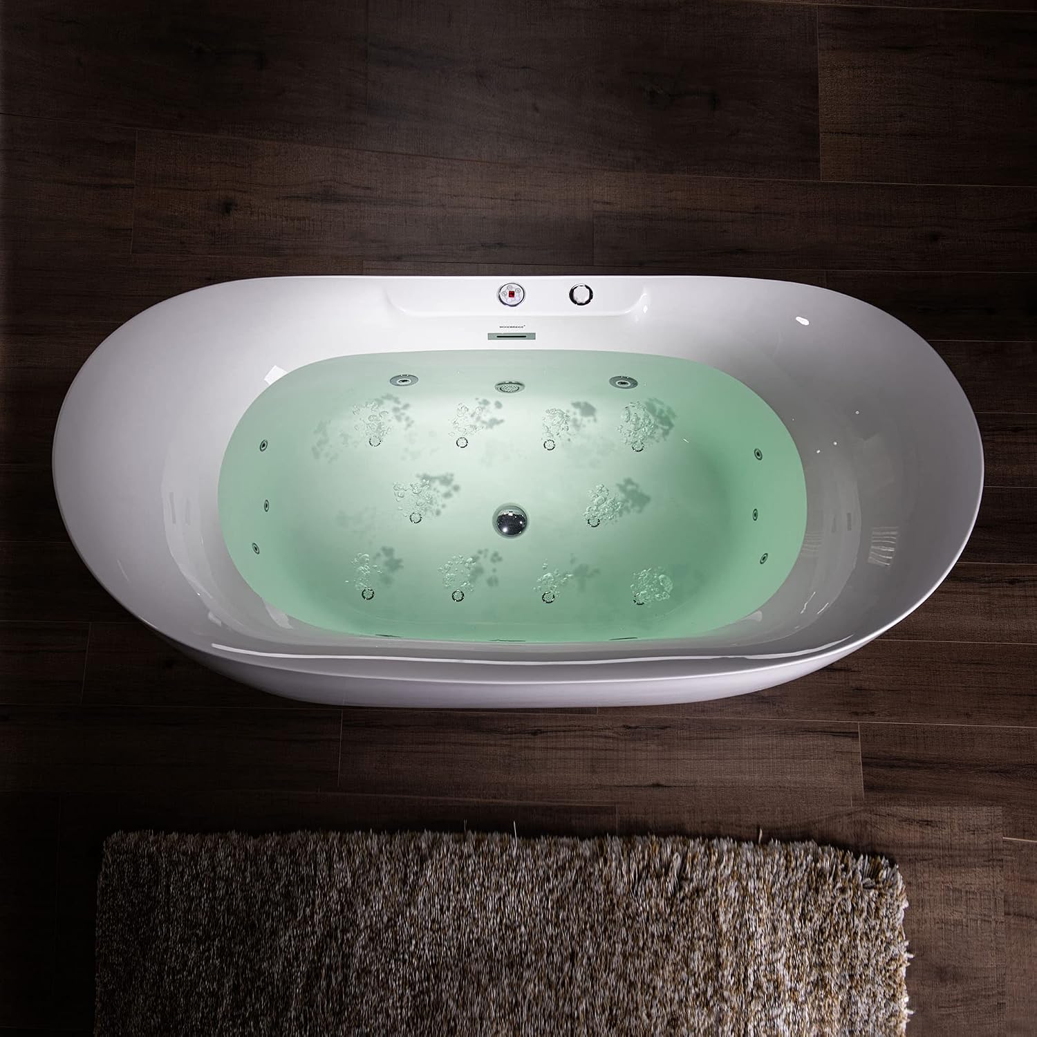 WOODBRIDGE 72' x 35-3/8' Whirlpool Water Jetted and Air Bubble Freestanding Heated Soaking Combination Bathtub with LED control panel , BJ400