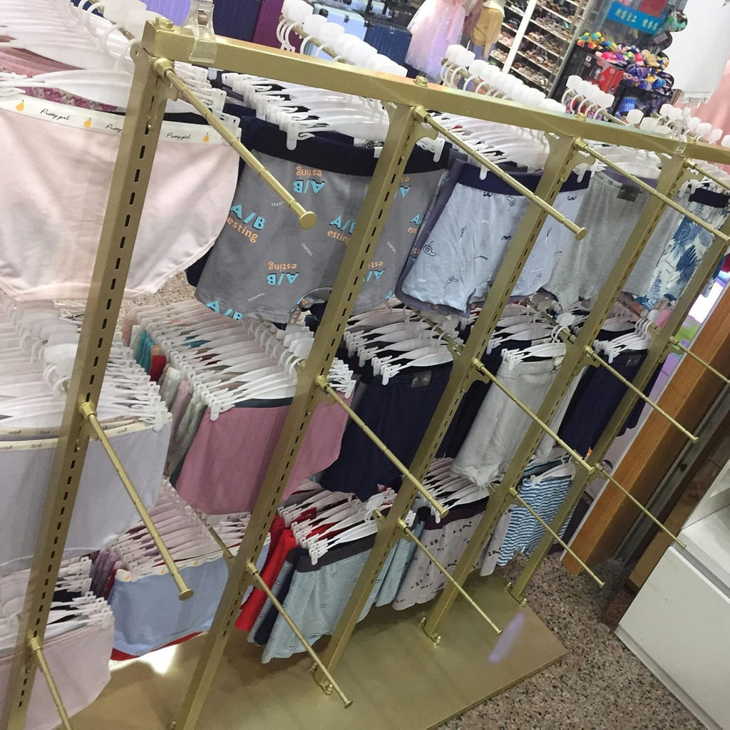 Free Standing Garment Rack,Clothes Hanger,Adjustable Underwear Rack,Bra Display Bracket,Double Sided Hanging Bars,Clothing Store Metal Storage Shelves,Key,D130X40X130Cm