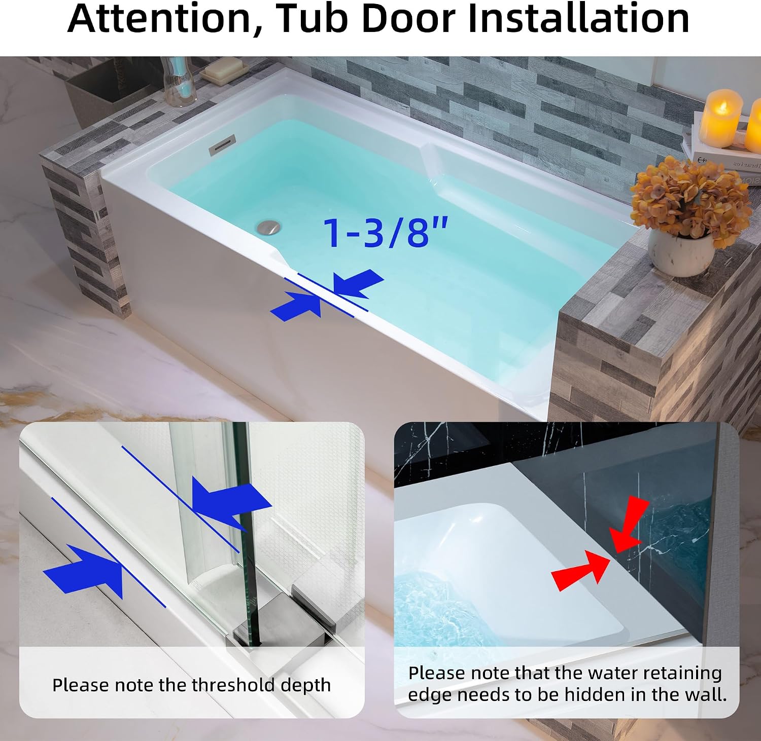 WOODBRIDGE 60' Acrylic Rectangular Alcove Soaking Bathtub in White with Left Drain, Chrome pop-UP Drain Included BA6030L