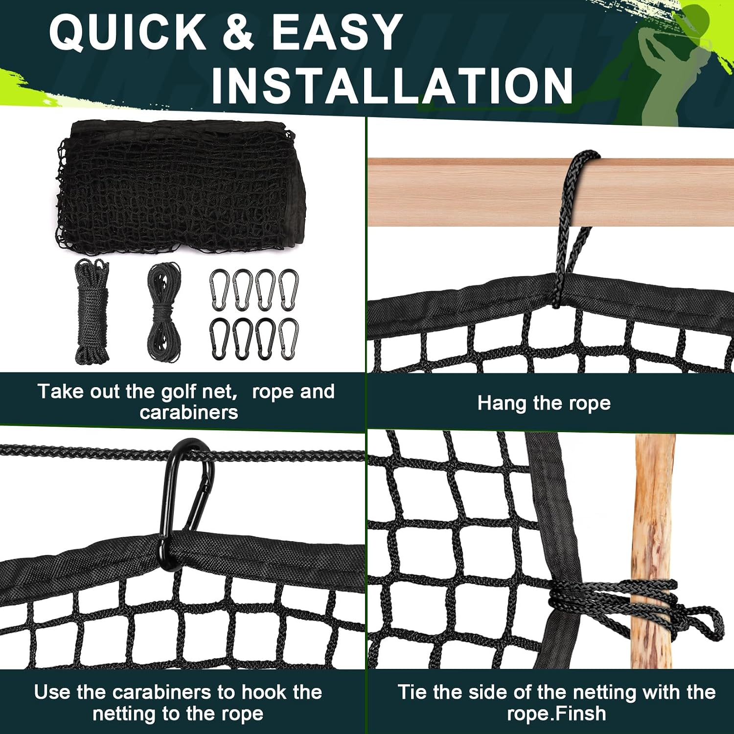 Heavy Duty Golf Practice Net, High-Impact Golf Hitting Net for Indoor/Outdoor Use