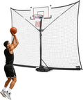 A11N SPORTS Basketball Rebounder Net Yard Guard – 10x8 FT Outdoor Basketball Net Catcher Backstop for Round & Square Poles, Pole-Wrap Storage