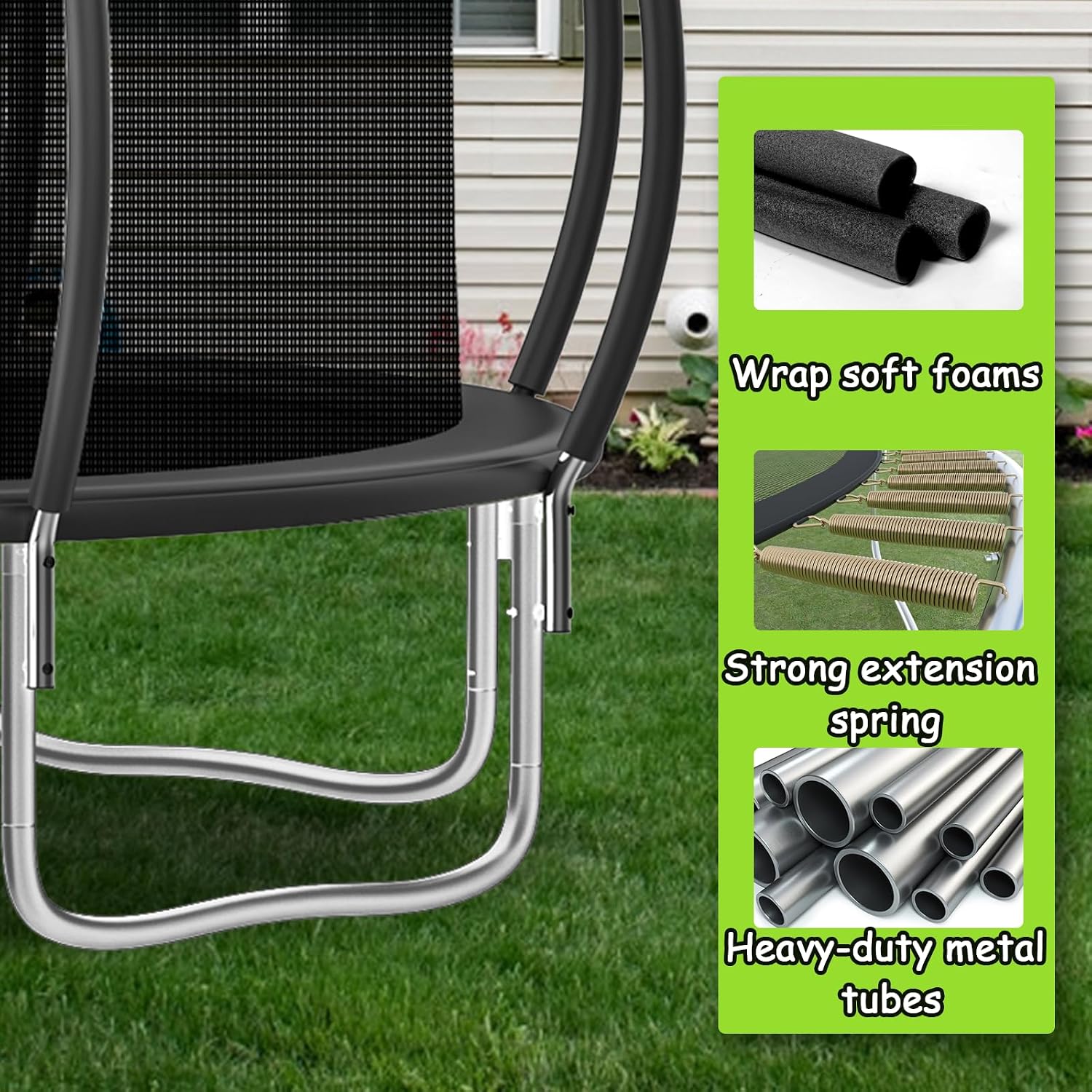 Tranpoline 10FT 12FT 14FT 16FT Tranpoline for Kids with Safety Enclosure Net Recreational Tranpoline for Adults ASTM Approval Backyard Outdoor Tranpoline with Basketball Hoop