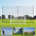 Ball Stop Net System with Wheels Movable Socketed Ball Stop Net Sports Netting Backyard 10FT to 12FT High Backstop Net for Barrier with Post from 10FT to 30FT Wide