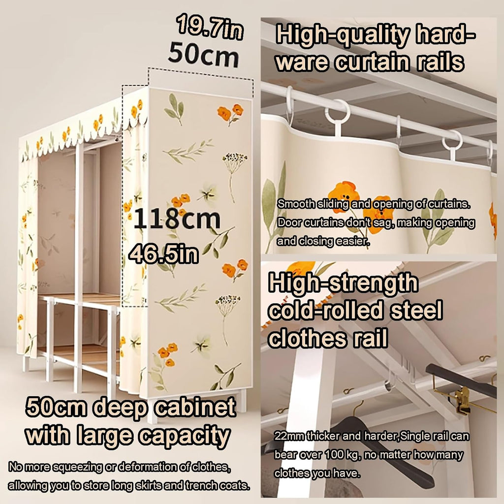 67.7 in Heavy Duty Portable Closet with Cover Foldable Covered Clothes Rack Armoire Wardrobe Storage Garment Racks