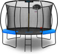 SereneLife 8FT 10FT 12FT 14FT Outdoor Trampoline for Kids - Recreational Backyard Trampoline with Curved Safety Poles and Net Enclosure- ASTM Approval for Kids Adults