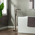 Woodbridge Brushed Nickel Freestanding Tub Filler Single Handle Floor Mounted Faucets with Handheld Shower. Square Design