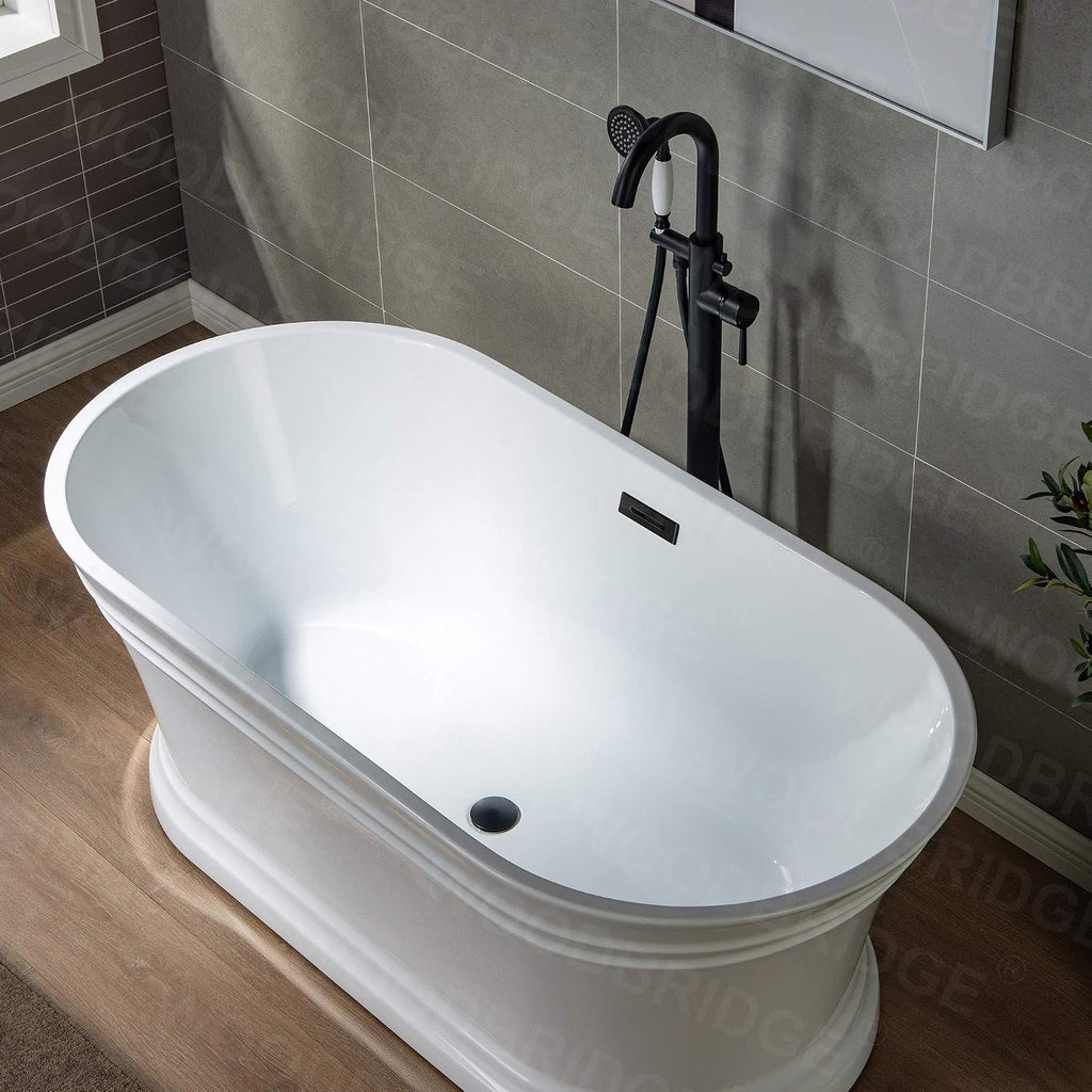 WOODBRIDGE WOODBRIDGEE Contemporary Single Handle Floor Mount Freestanding Tub Filler Faucet with Hand Shower in (Matte Black) Finish,F0006-MBVT