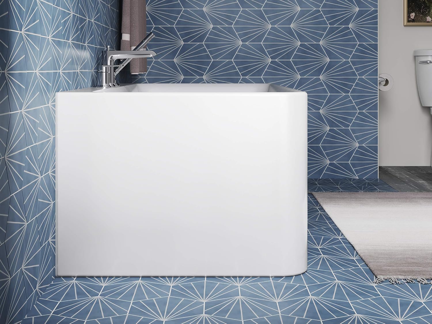 KOHLER Unwind 59-in X 30-in Seamless Back-to-wall Freestanding Bath