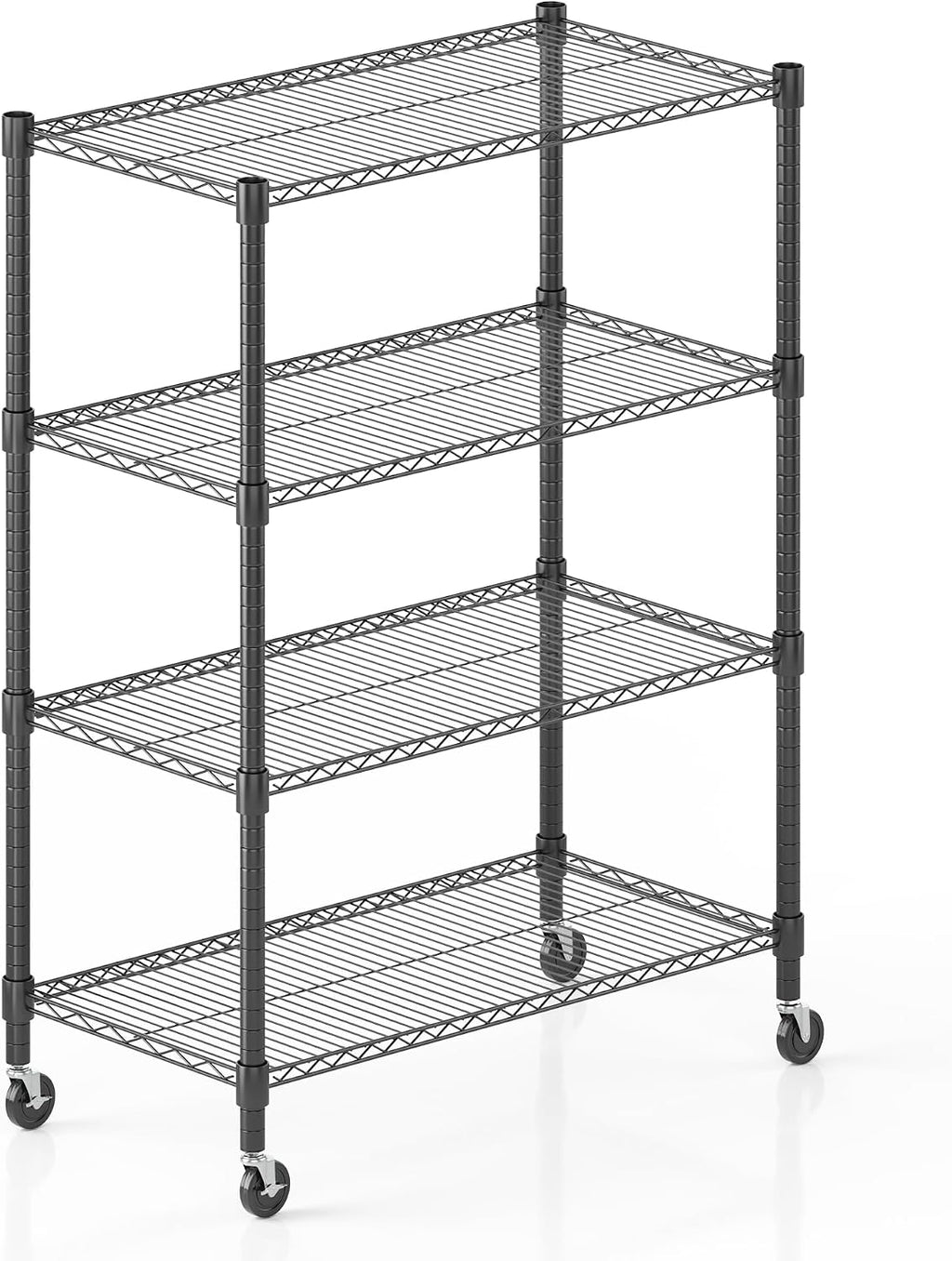 Homdox Heavy Duty Metal Shelves for Storage, 4 Tier Storage Racks and Shelving, Commercial Adjustable Wire Shelving Unit on Wheels, Garage Rack Pantry Shelves Kitchen Shelving, 18'x36'x72', Black