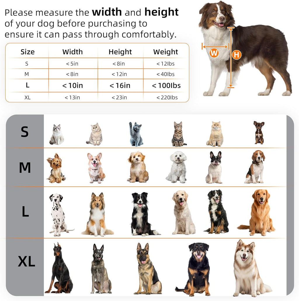 MIAOTONG 3-Flap Dog Door for Wall, Energy-Efficient Insulated Pet Door for Wall, Aluminum Lock Doggy Doors,Steel Frame and Telescoping Tunnel Dog Doors(Pets Up to 100 Lb) -Large