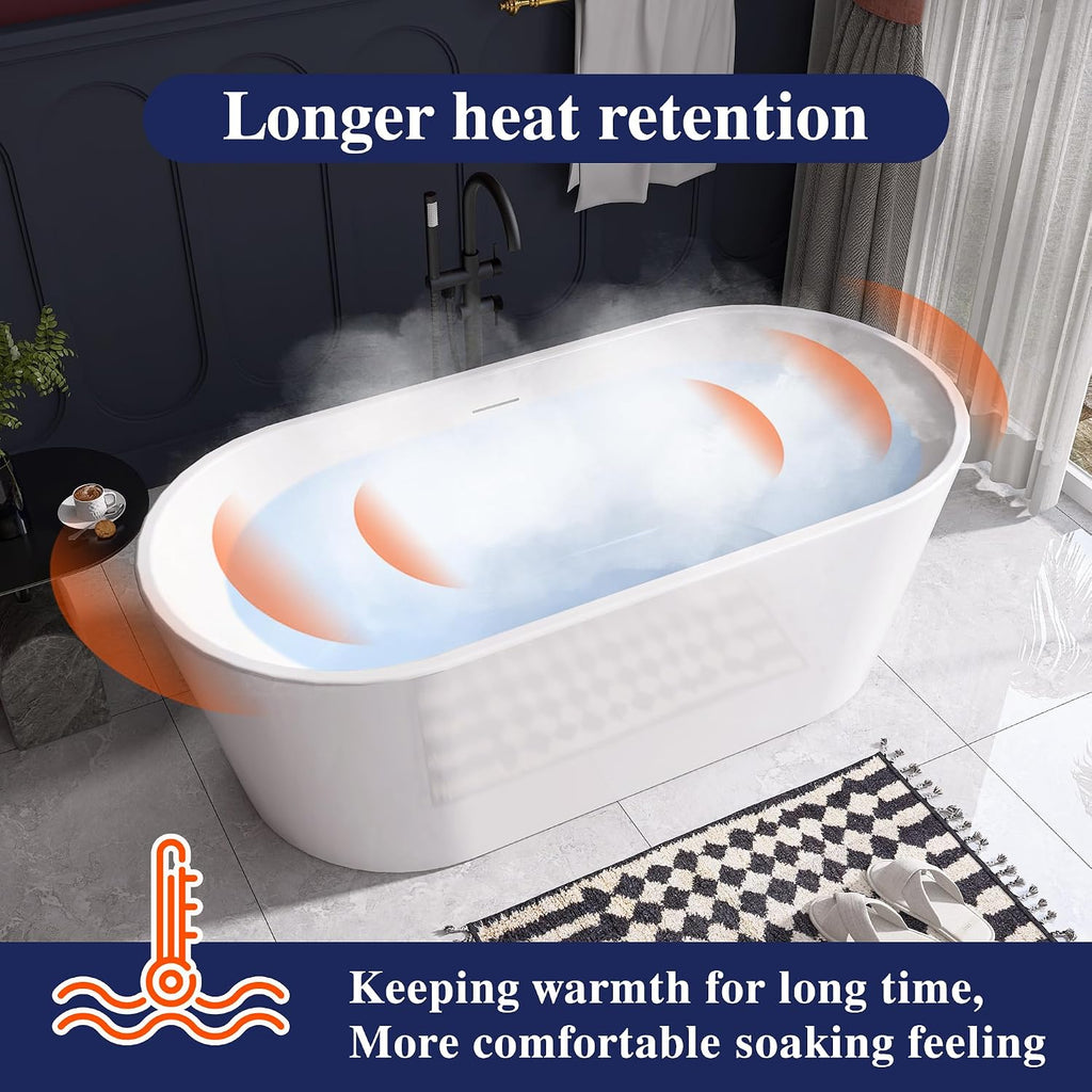 67' Acrylic Free Standing Tub, Stand Alone Tub, Freestanding Bathtub, Soaking Bathtub, cUPC Certified, SW(Glossy White)