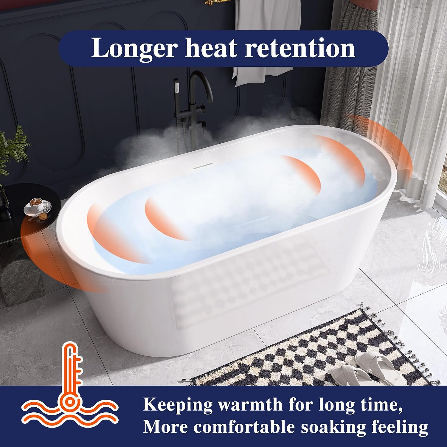 67' Acrylic Free Standing Tub, Stand Alone Tub, Freestanding Bathtub, Soaking Bathtub, cUPC Certified, SW(Glossy White)