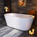 61 in. x 31 in.Classic Oval Acrylic Free Standing Tub, Heavy Duty Deep Soaking Tub, Bathroom Stand Alone Tub, Freestanding Bathtub SY1255 (Glossy White)
