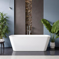 Stone Resin Freestanding Bathtub 67 ', Elegant Oval Shape Soaking Tub, Solid Surface Stand Alone Bathtub with Drain & Integrated Slotted Overflow Matte White AMFS340-1700