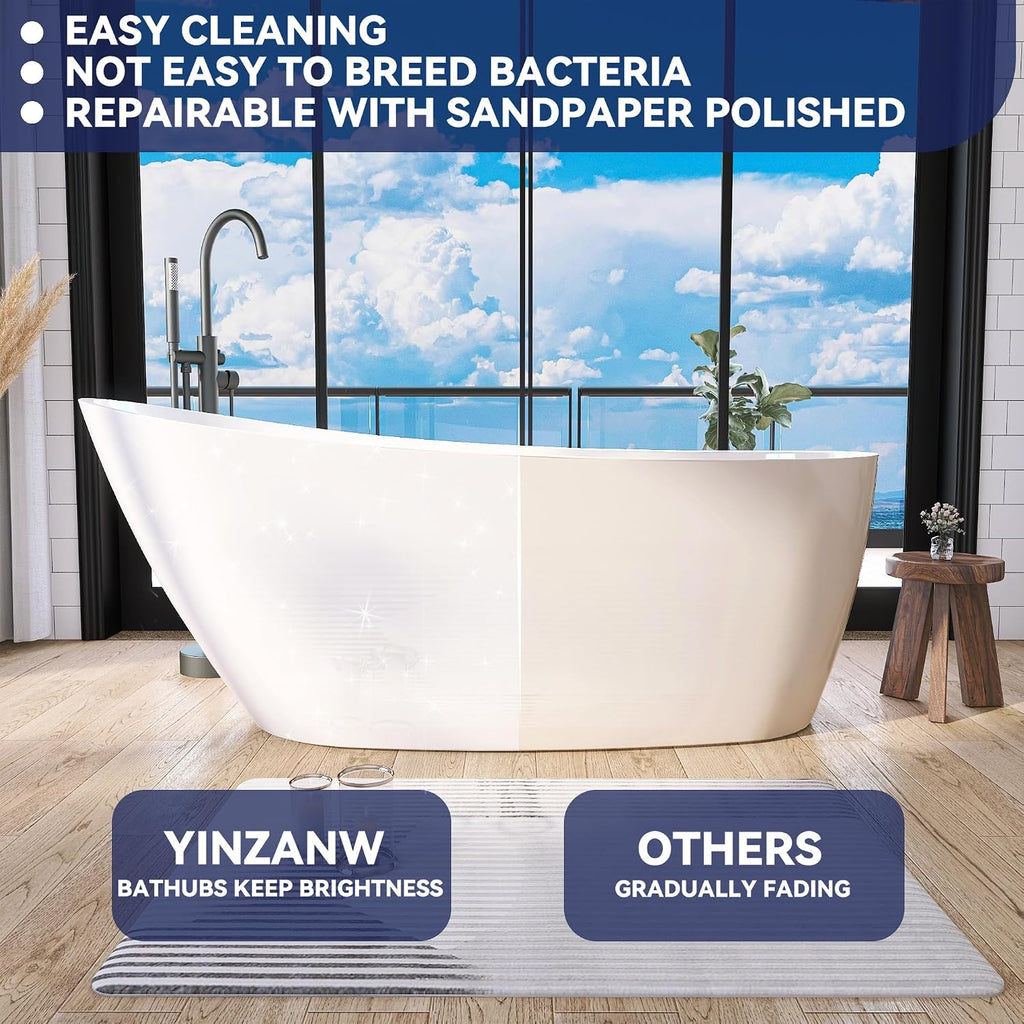 59' Acrylic Free Standing Tub, Stand Alone Tub, Freestanding Bathtub, Soaking Bathtub, cUPC Certified, CM(Glossy White)
