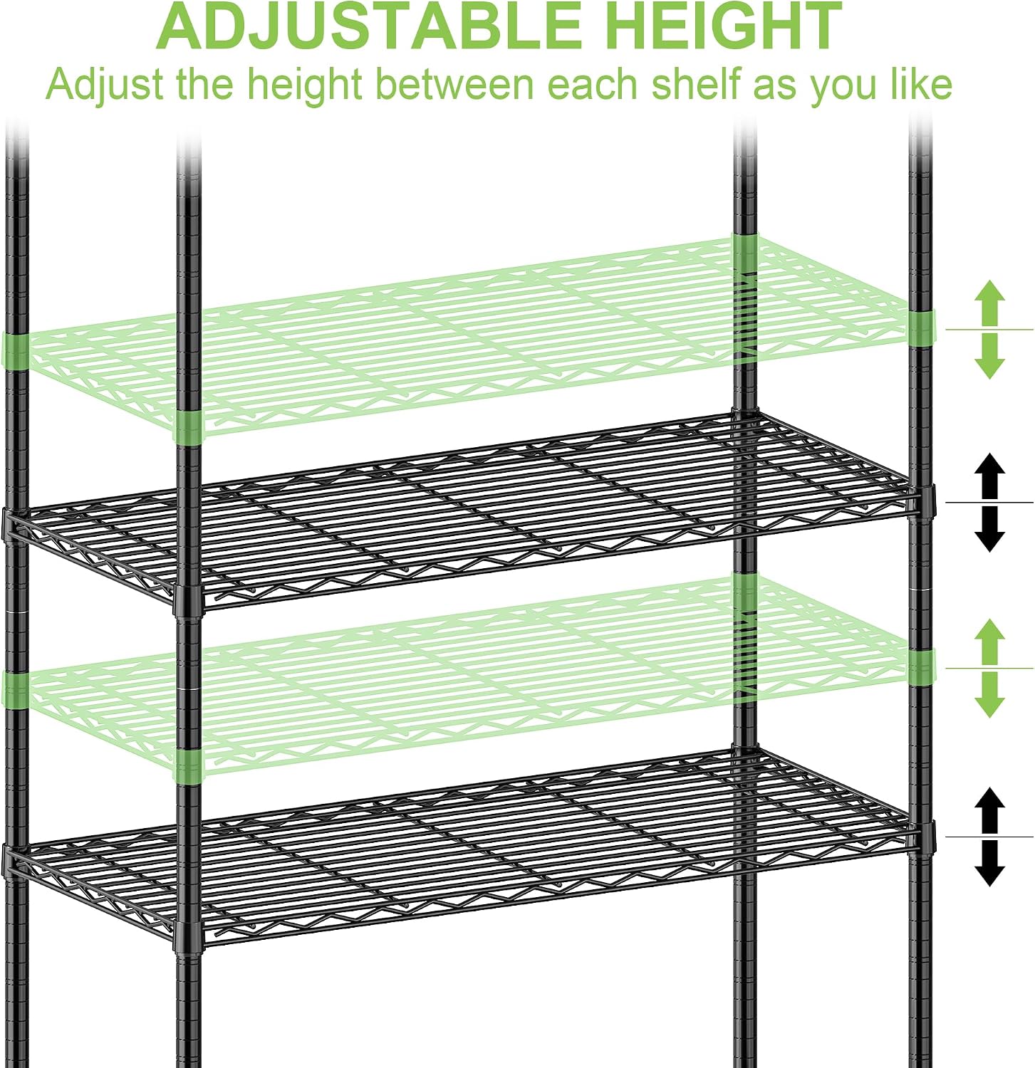 Wire Shelving with Wheels Metal Garage Storage Shelves Rack Unit 5 Tier Heavy Duty Steel Utility Rolling Shelve Adjustable Industrial Sturdy Shelving for Kitchen Garage Pantry Bathroom Laundry