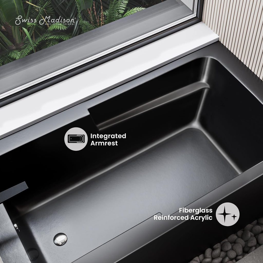Voltaire 54' x 30' Left-Hand Drain Alcove Bathtub with Apron in Matte Black