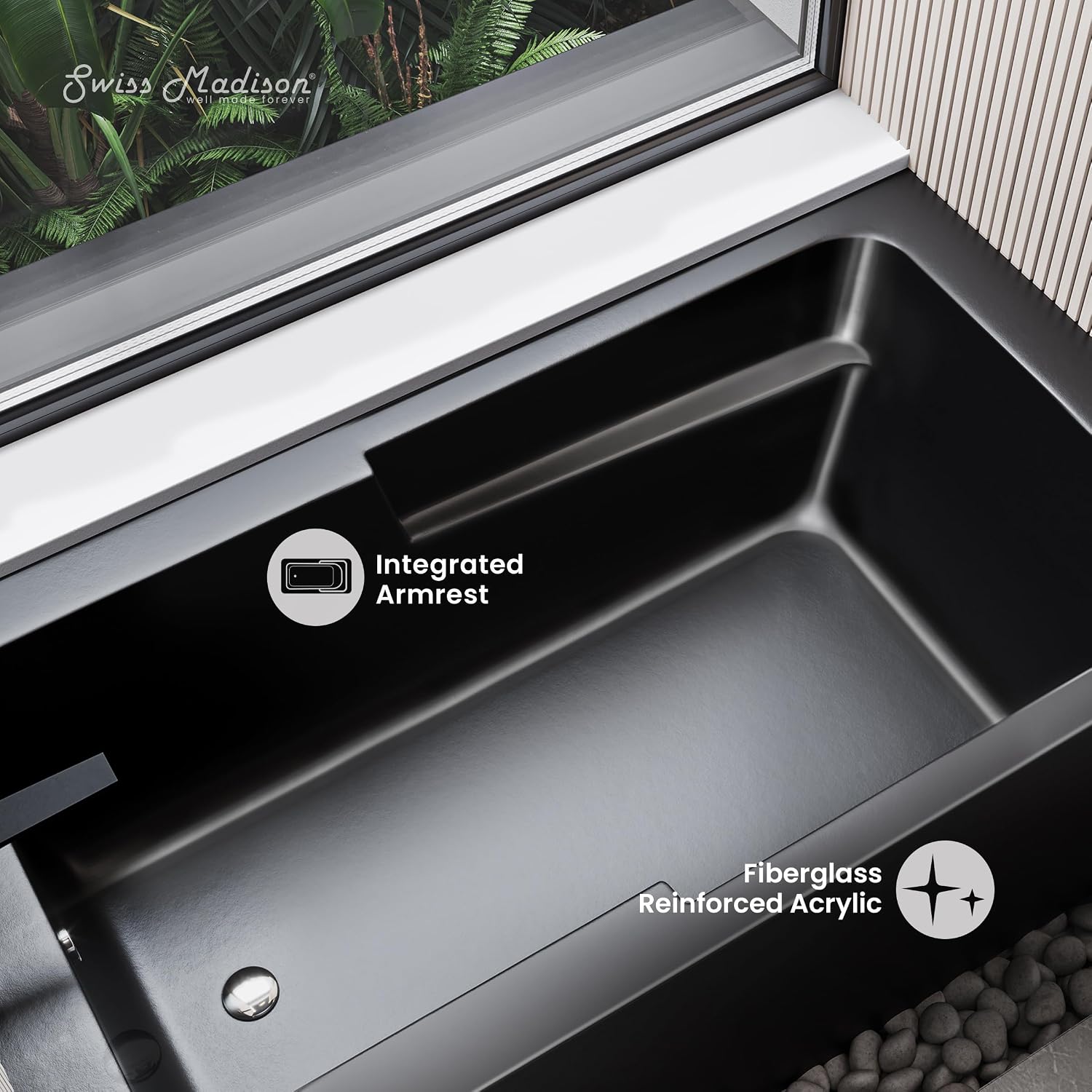 Voltaire 54' x 30' Left-Hand Drain Alcove Bathtub with Apron in Matte Black