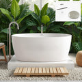 FerdY 59' Acrylic Freestanding Bathtub, Contemporary Soaking tub with Brushed Nickel Drain & Overflow, Elegant Oval Shape, cUPC Certified, Tahiti